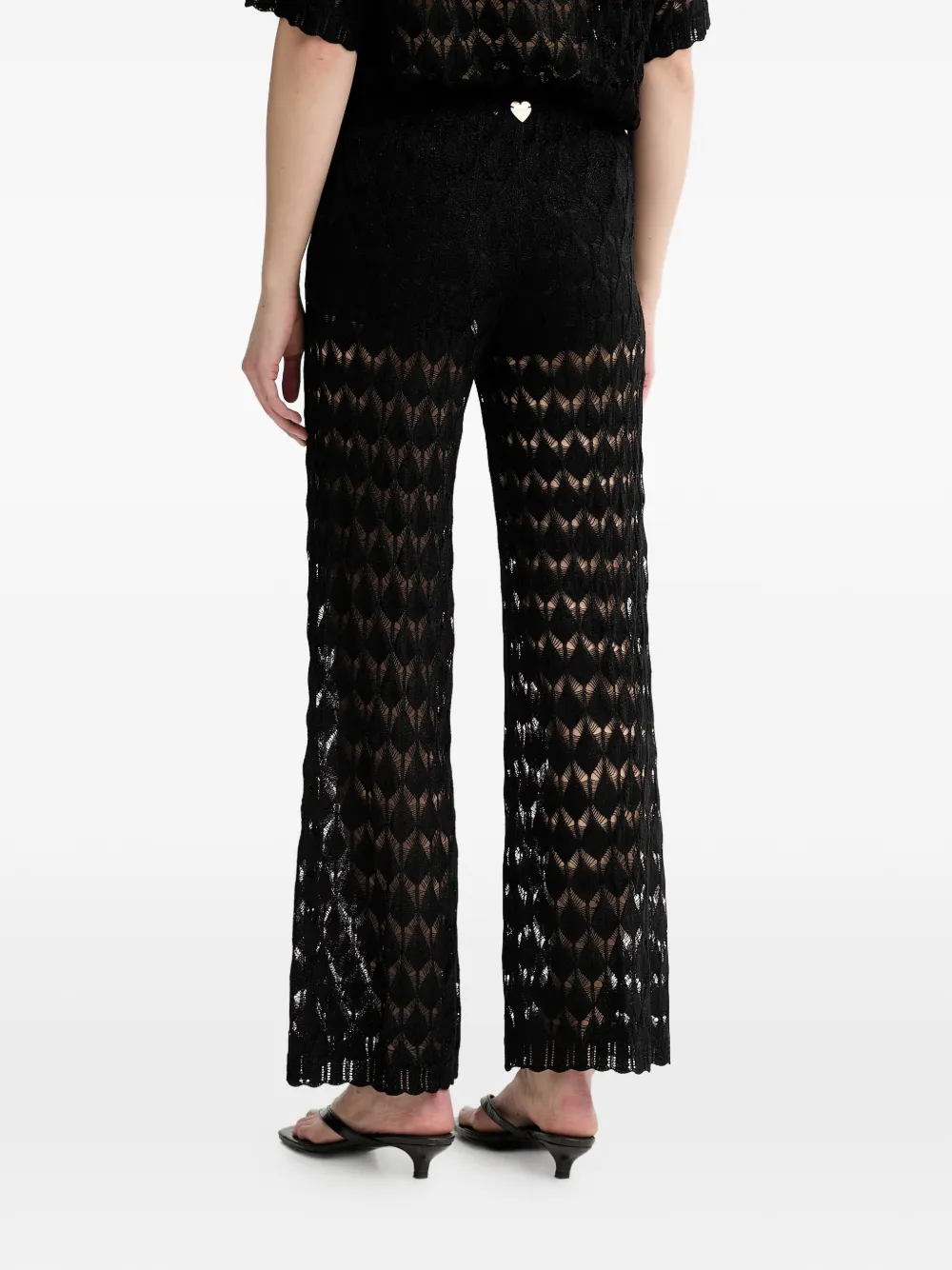 TWINSET Gehaakte broek met logoplakkaat Zwart