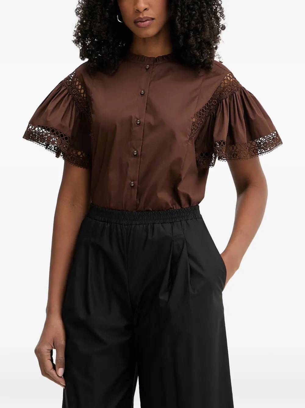 TWINSET Blusa con ruches - Marrone