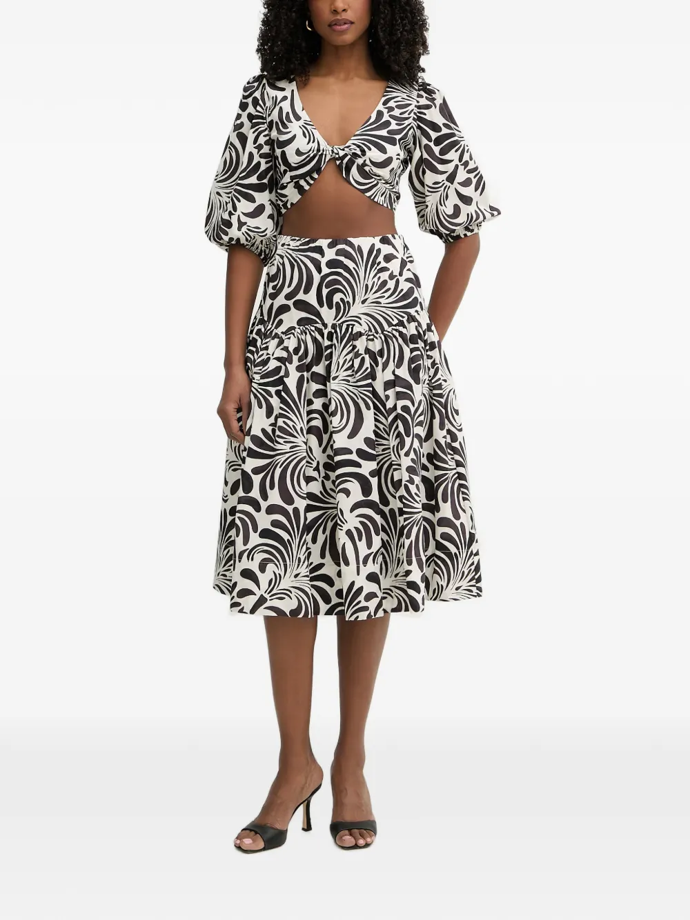 TWINSET Top met pofmouwen en midi-rok Wit