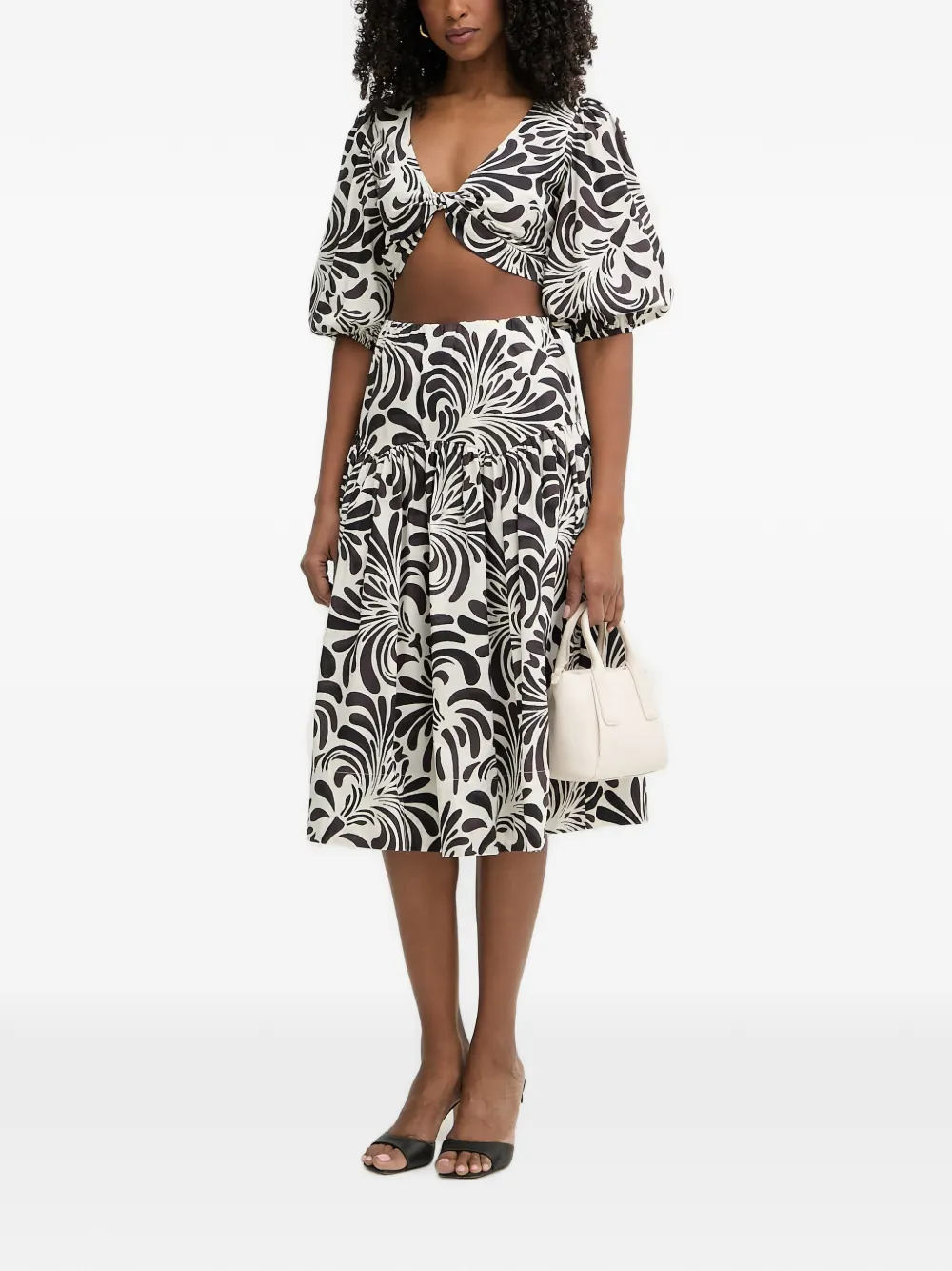 TWINSET Top met pofmouwen en midi-rok Wit