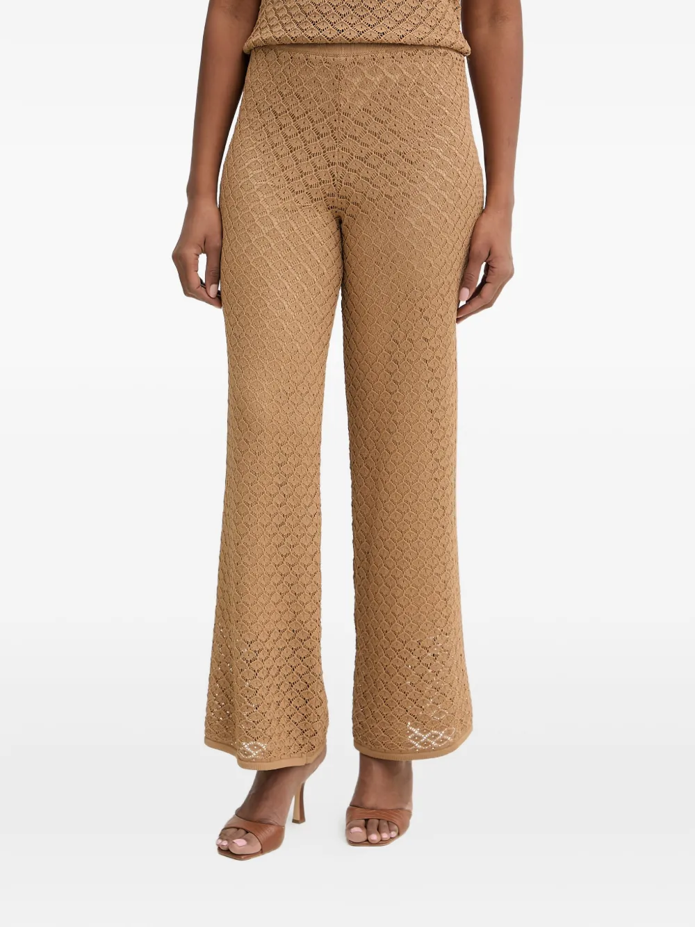TWINSET pointelle-knit wide-leg trousers - Toni neutri