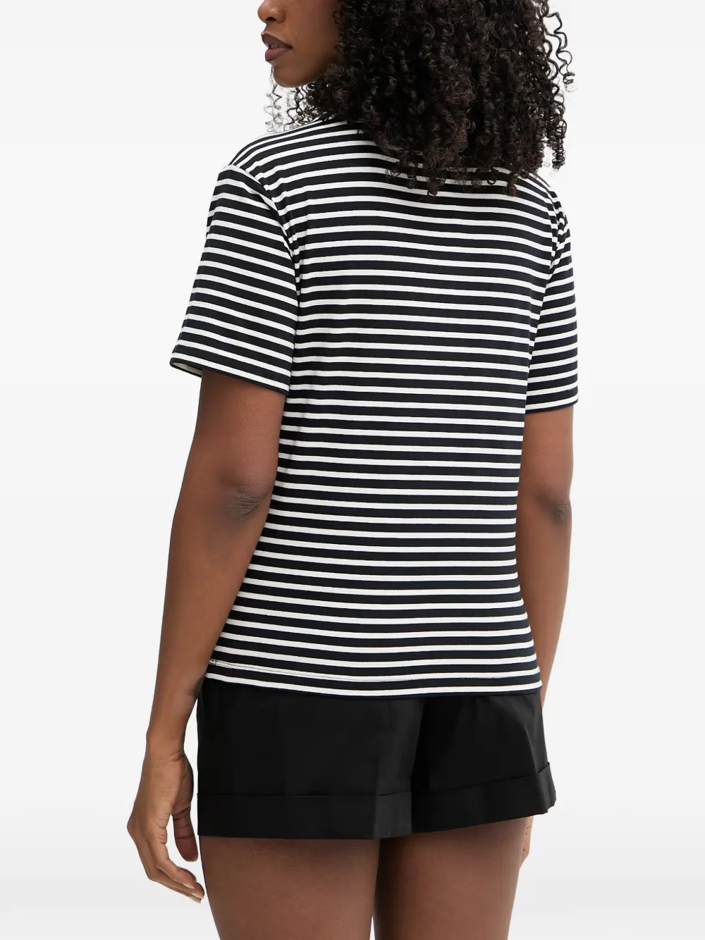 TWINSET Gestreept T-shirt met geborduurd logo Zwart