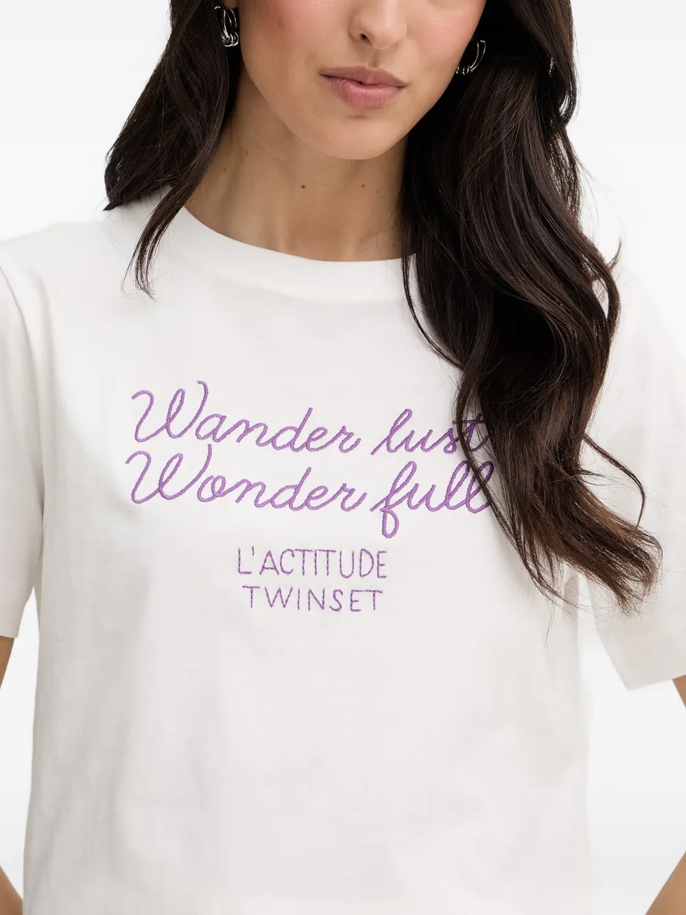 TWINSET T-shirt met tekst Beige