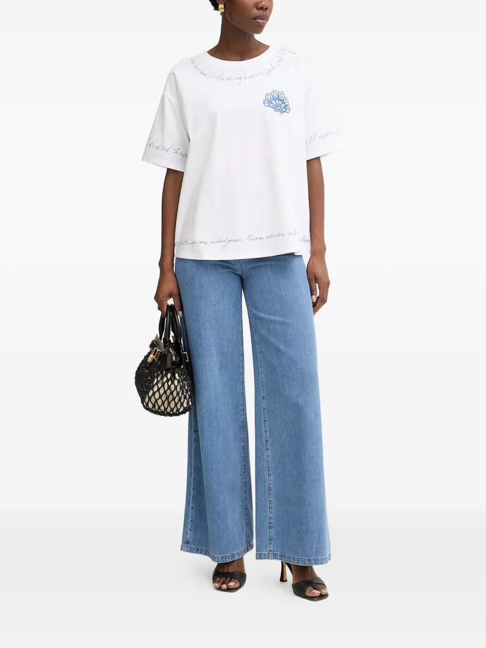 TWINSET T-shirt met geborduurde patch Wit