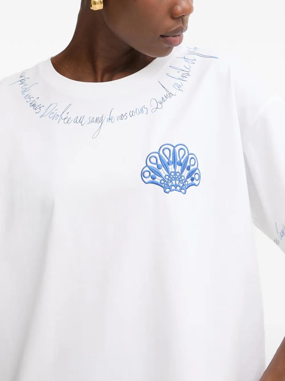 TWINSET T-shirt met geborduurde patch Wit