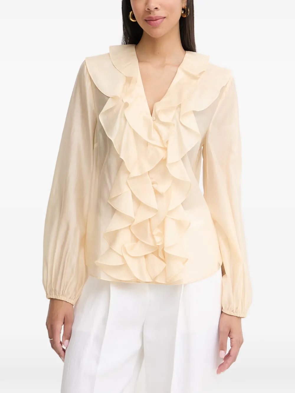 TWINSET ruffled long-sleeve blouse - Toni neutri