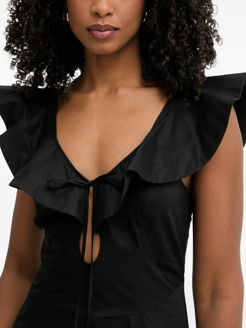 TWINSET Midi-jurk met ruches en uitgesneden details Zwart