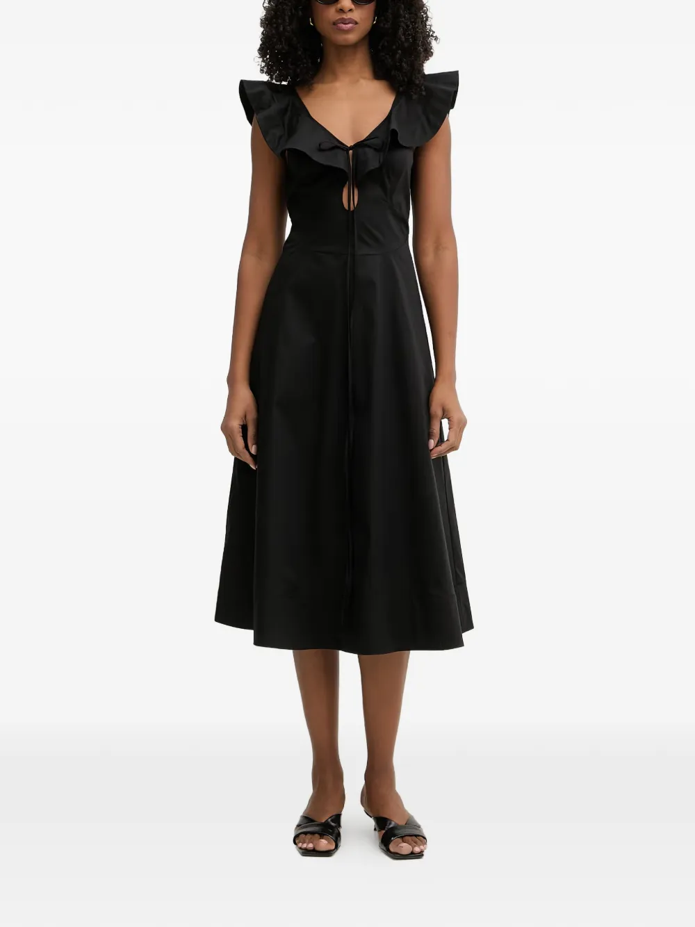TWINSET ruffled cut-out midi dress - Nero
