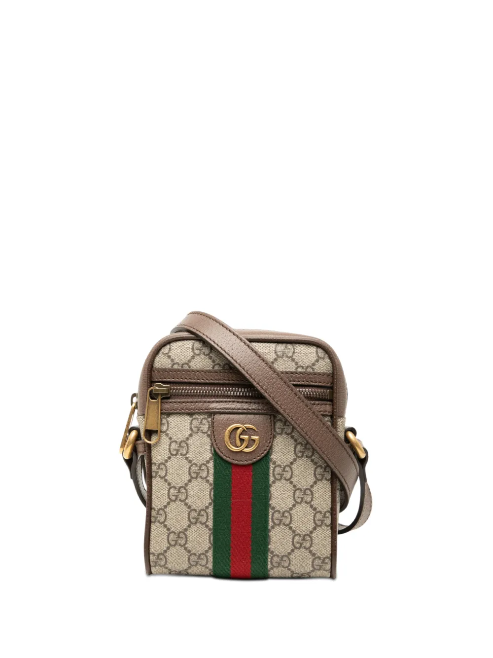 Gucci Pre-Owned 2016-2026 Mini GG Supreme Web Ophidia crossbody bag - Nude
