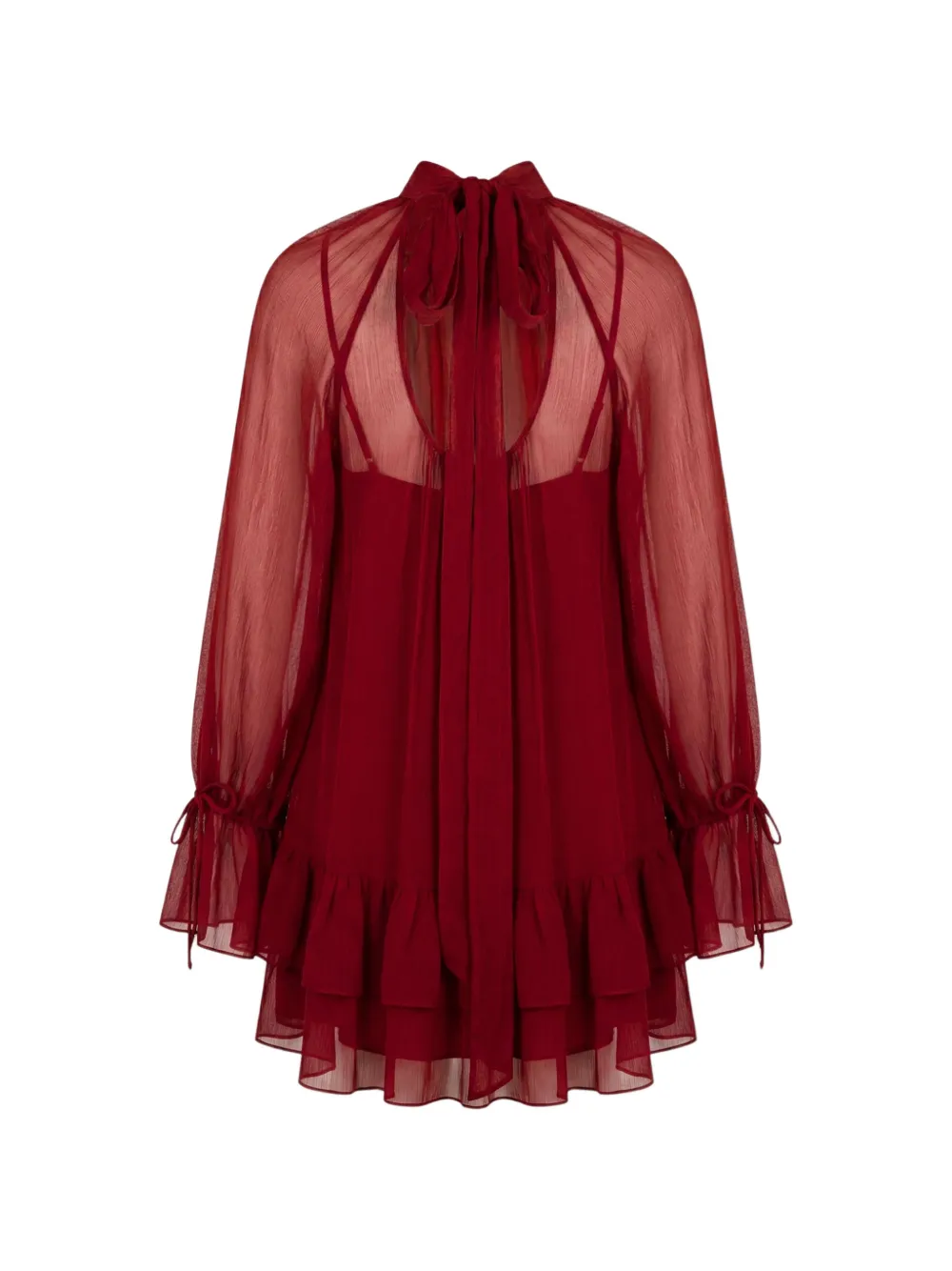 STAUD Roux mini-jurk met ruches Rood