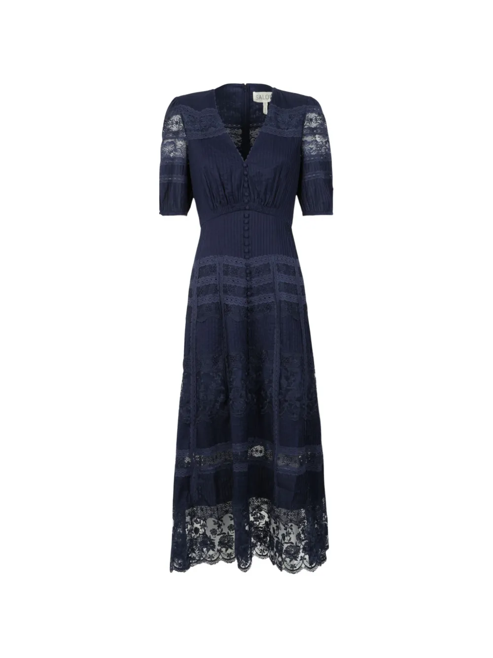 Saloni Lea lace-panel dress - Blue