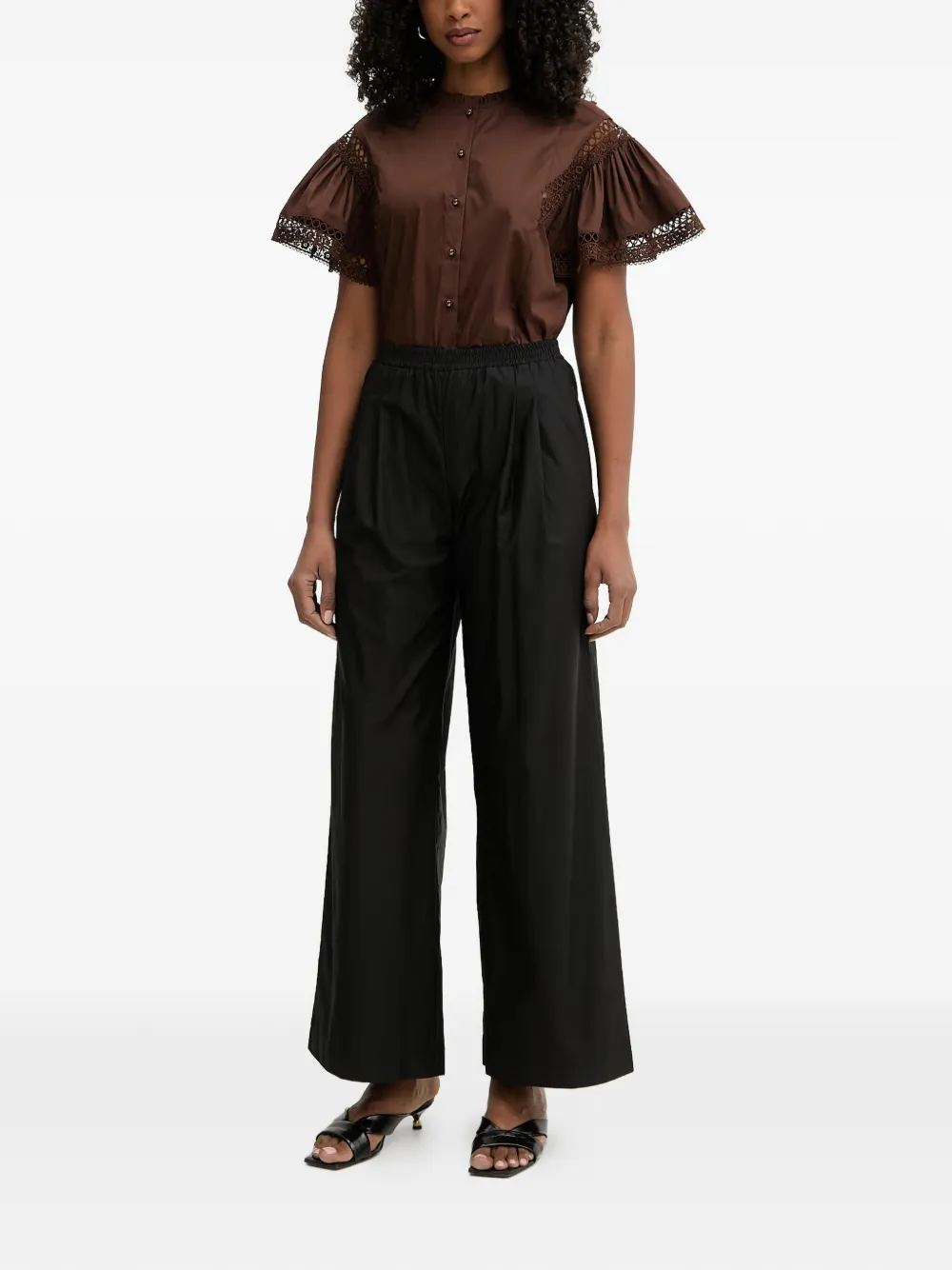 TWINSET Plooibroek met elastische taille Zwart