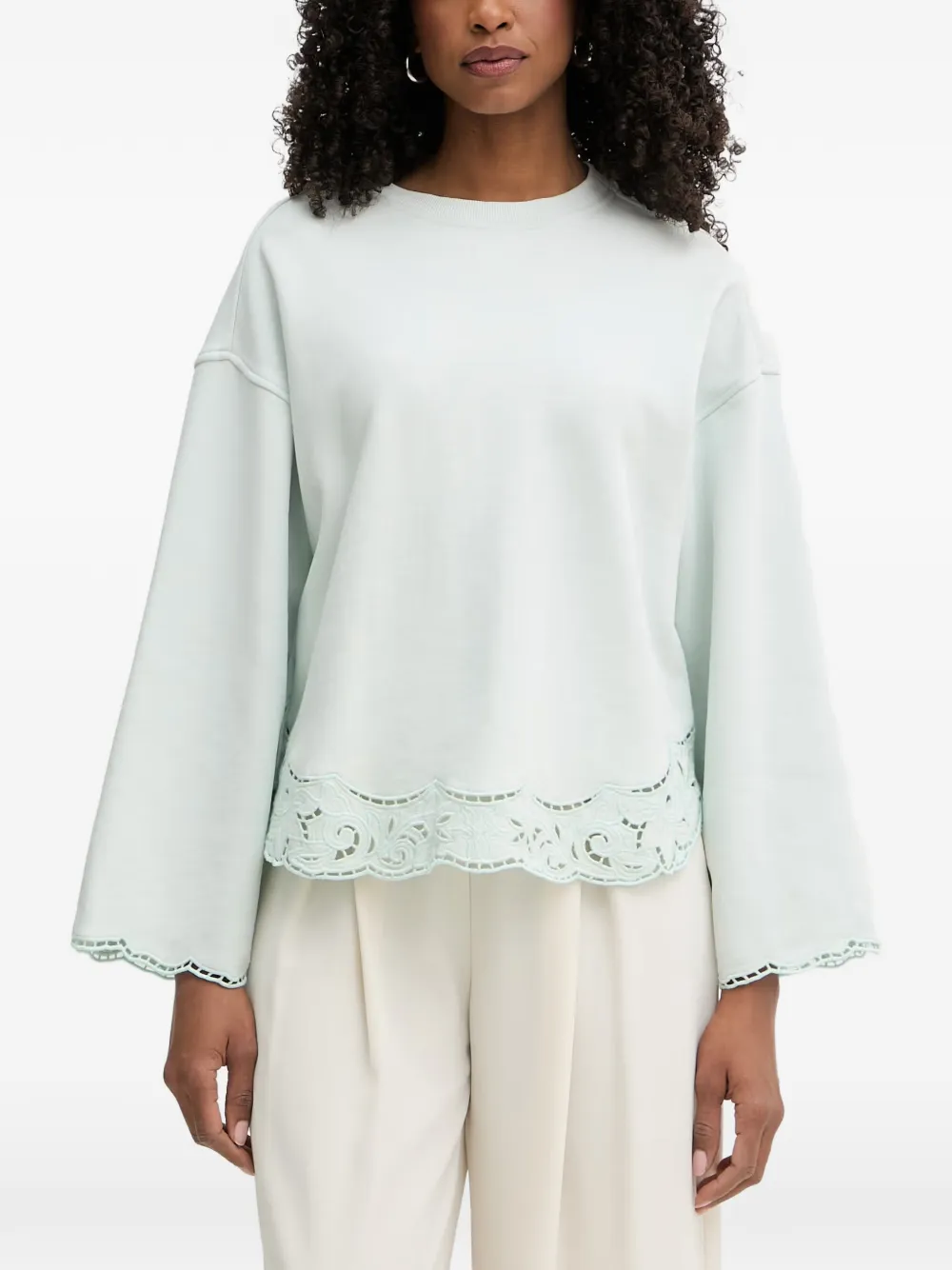 TWINSET scallop-edge embroidered sweatshirt - Grün