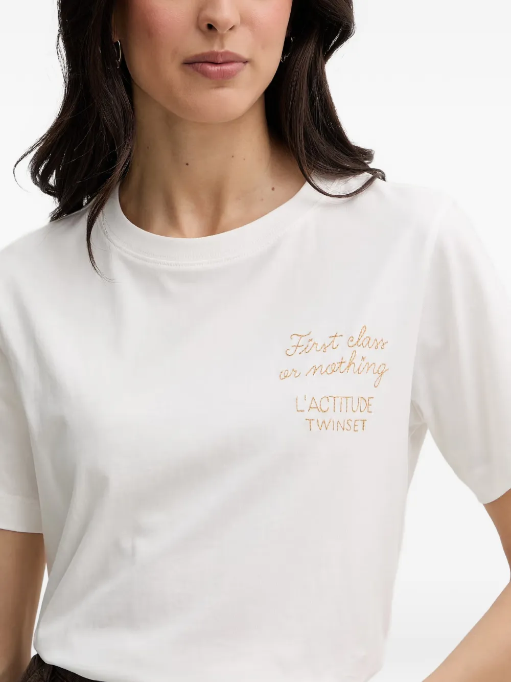 TWINSET T-shirt met geborduurd logo Wit