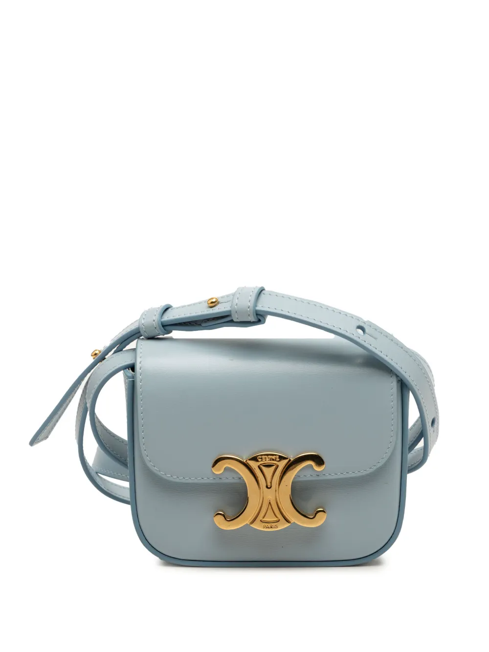 Celine Pre-Owned 2023 Mini Shiny Calfskin Triomphe crossbody bag - Blu