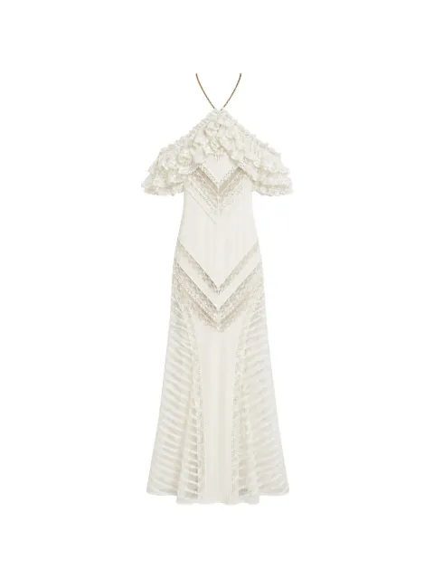Amen lace-panelled ruffled maxi dress
