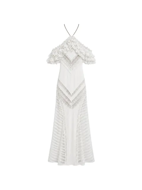 Amen lace-panelled ruffled maxi dress