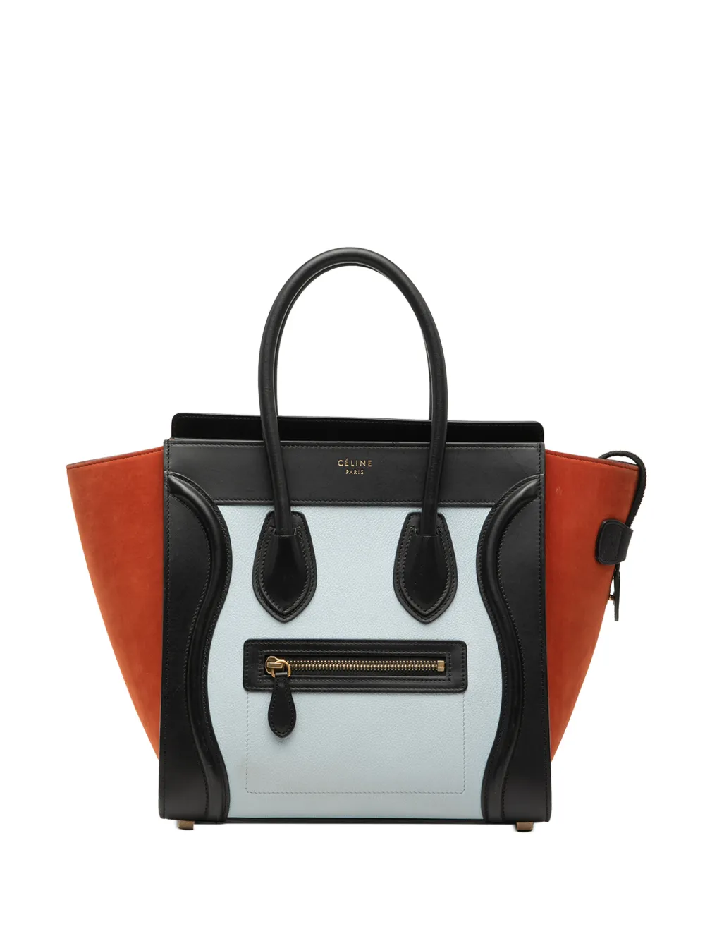 Celine Pre-Owned 2016 Micro Tricolor Nubuck and Calfskin Luggage tote bag - Bianco