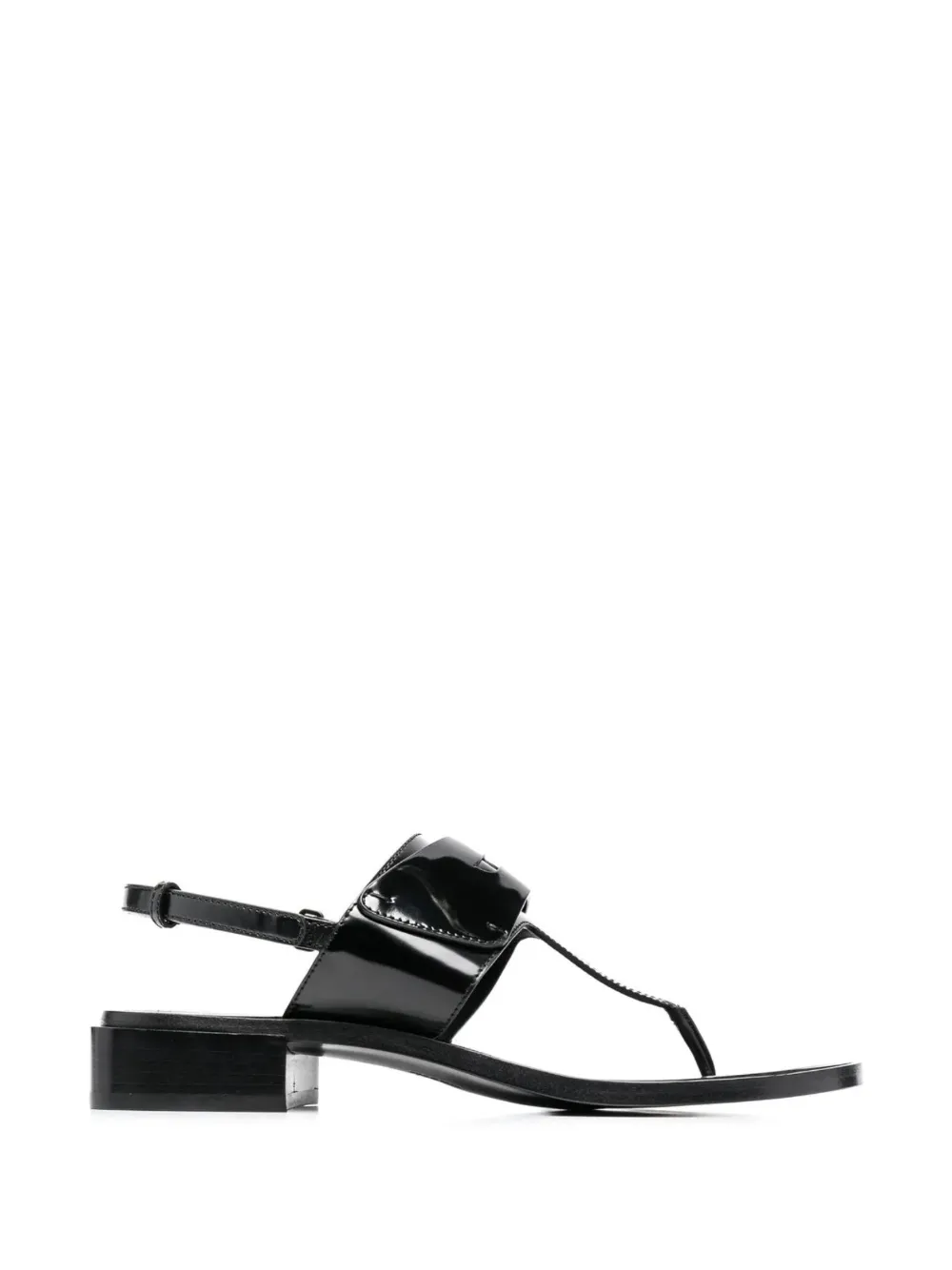 Ferragamo logo-plaque patent-leather sandals - Nero