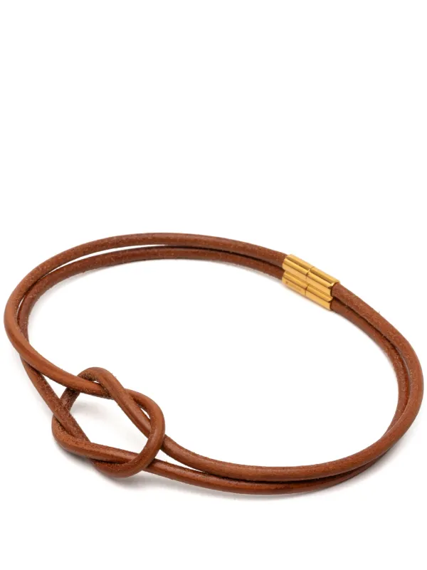 Hermès Pre-owned 2010-2026 Leather Atame Knot Necklace Costume Necklace in Brown