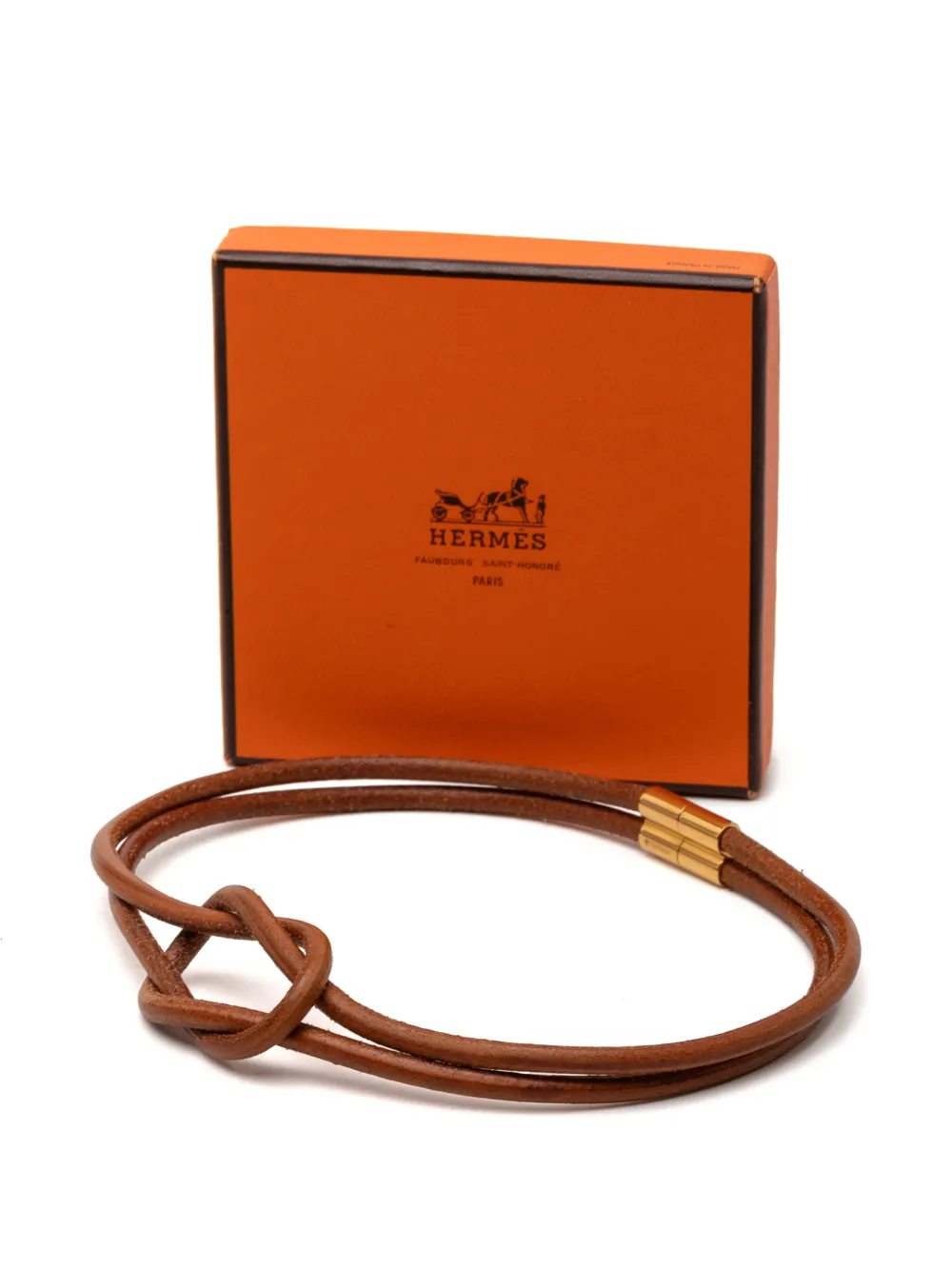 Hermès Pre-owned 2010-2026 Leather Atame Knot Necklace Costume Necklace in Brown, view 5