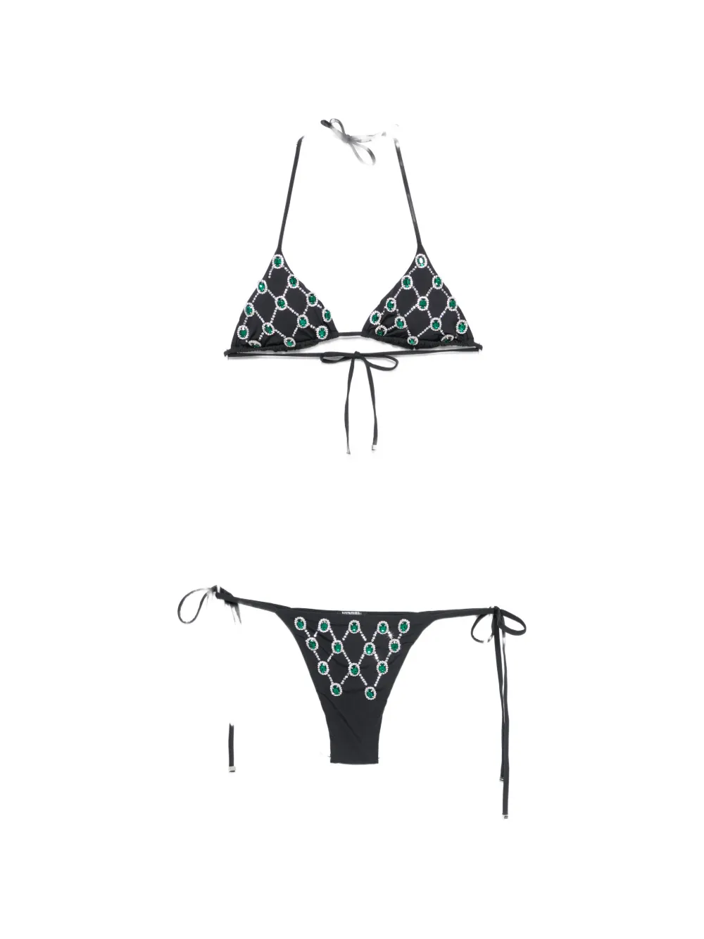VENUJA crystal-embellished triangle bikini set - Schwarz