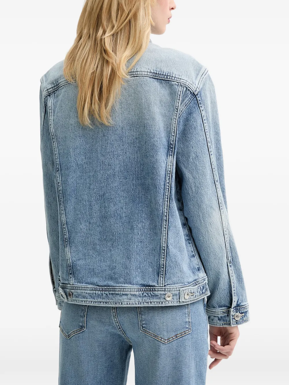 GUESS USA Denim jack verfraaid met kristallen en bloemenpatch Blauw