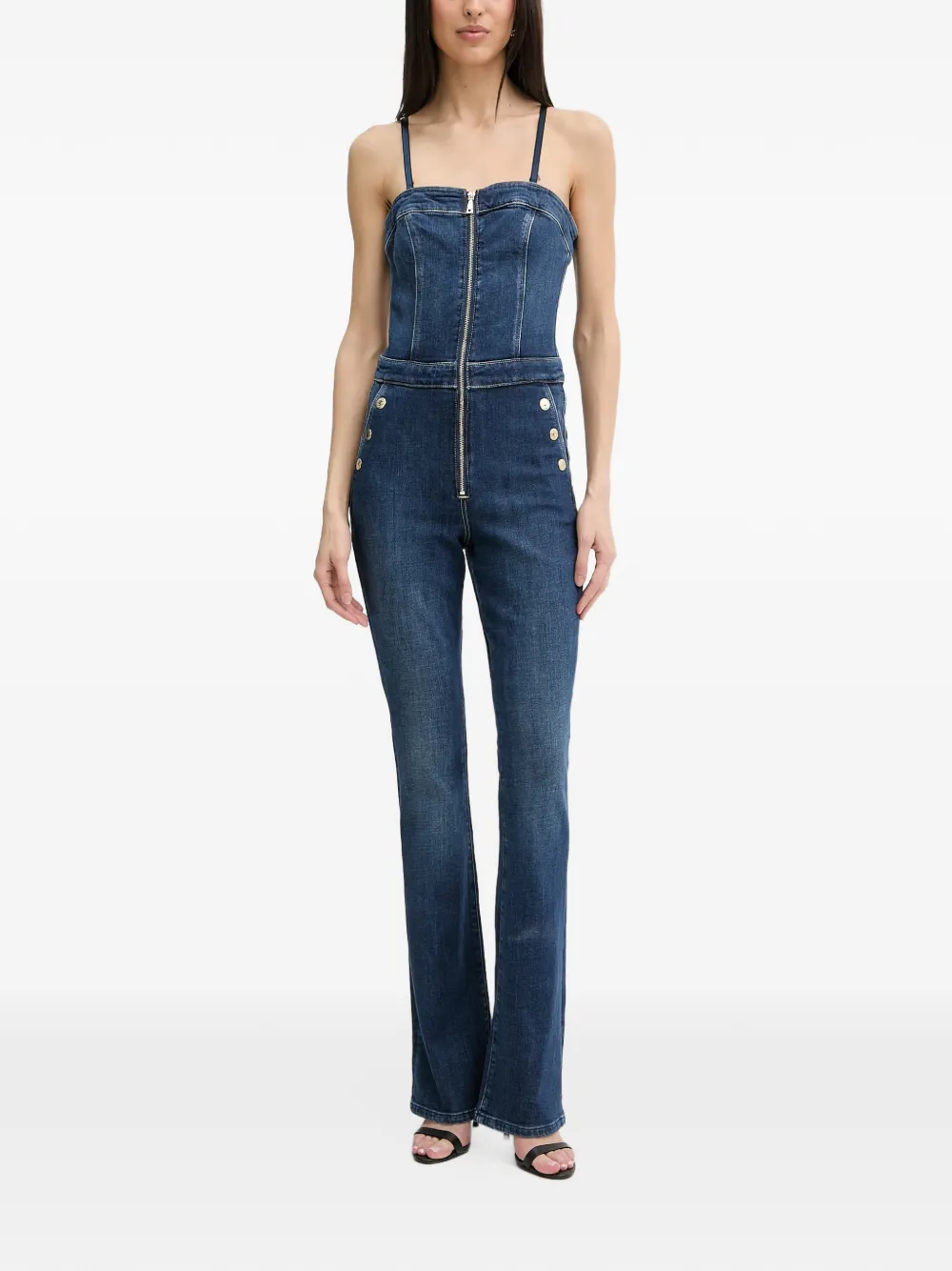 GUESS USA button-embellished zip-front jumpsuit - Blau