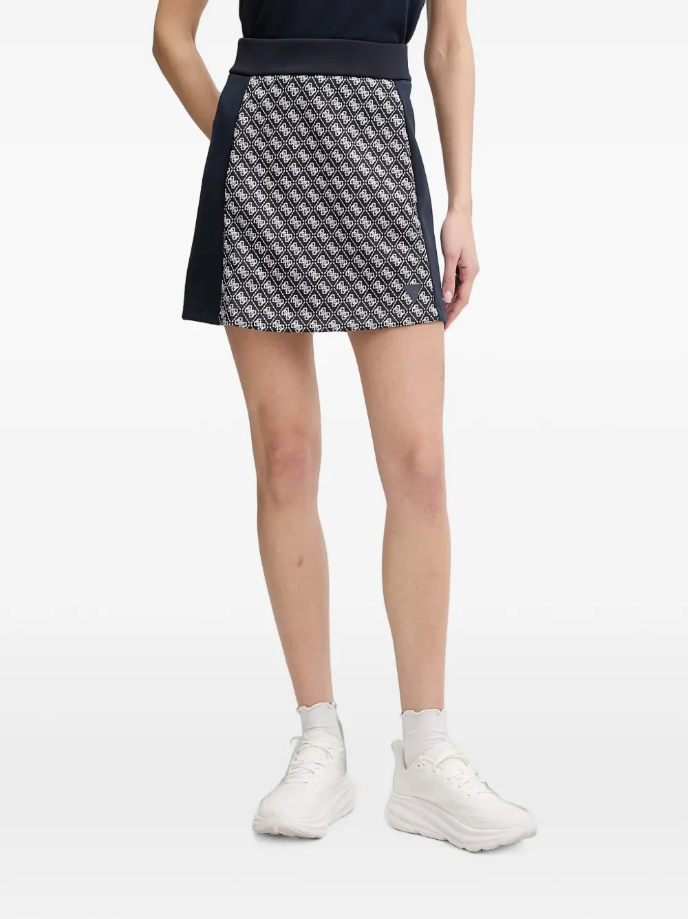 GUESS USA monogram-print panelled mini skirt - Blu