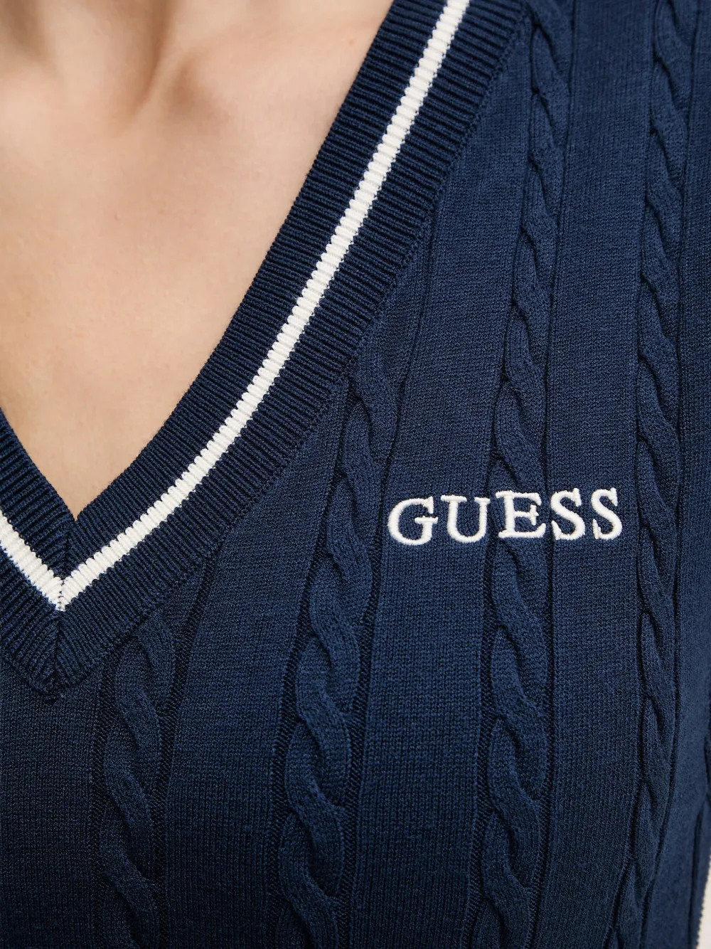 GUESS USA Kabelgebreide mouwloze mini-jurk Blauw
