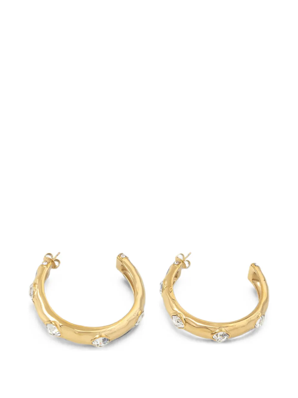 GUESS USA Mamounia crystal-embellished hammered hoop earrings - Oro