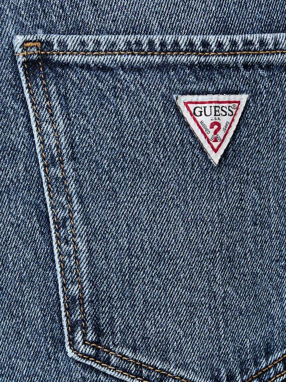 GUESS USA high rise straight jeans in medium wash Blauw