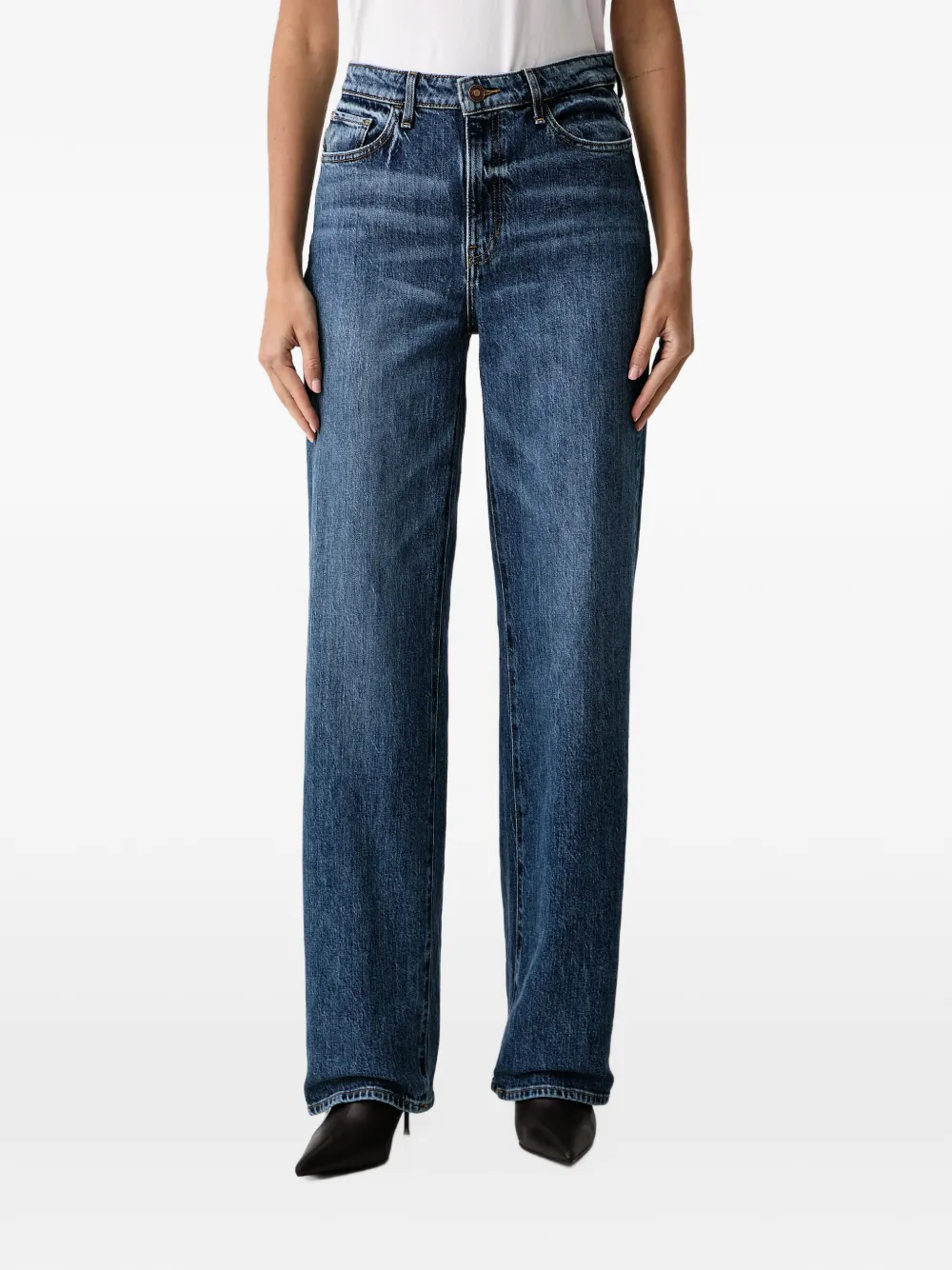 GUESS USA high rise straight jeans in medium wash - Blau