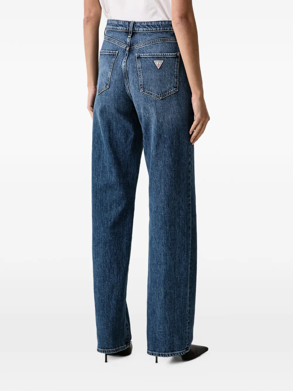 GUESS USA high rise straight jeans in medium wash Blauw