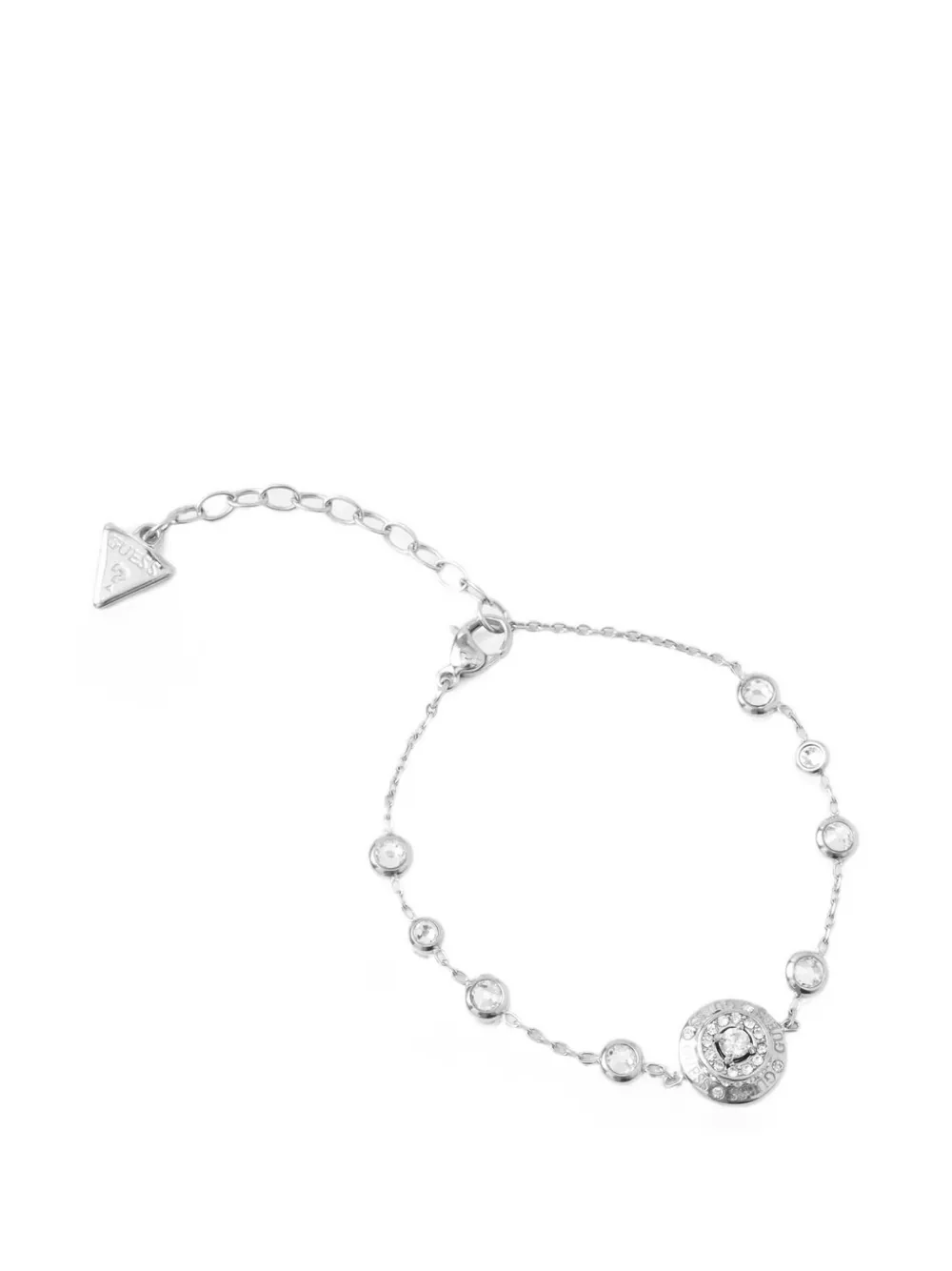 GUESS USA Sparks crystal-embellished logo-plaque bracelet - Argento