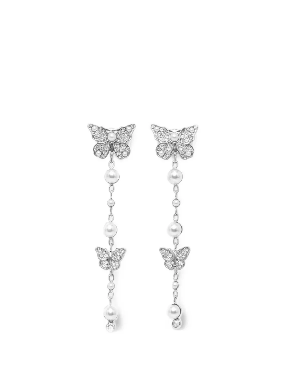 GUESS USA Borboleta butterfly faux-pearl earrings - Argento