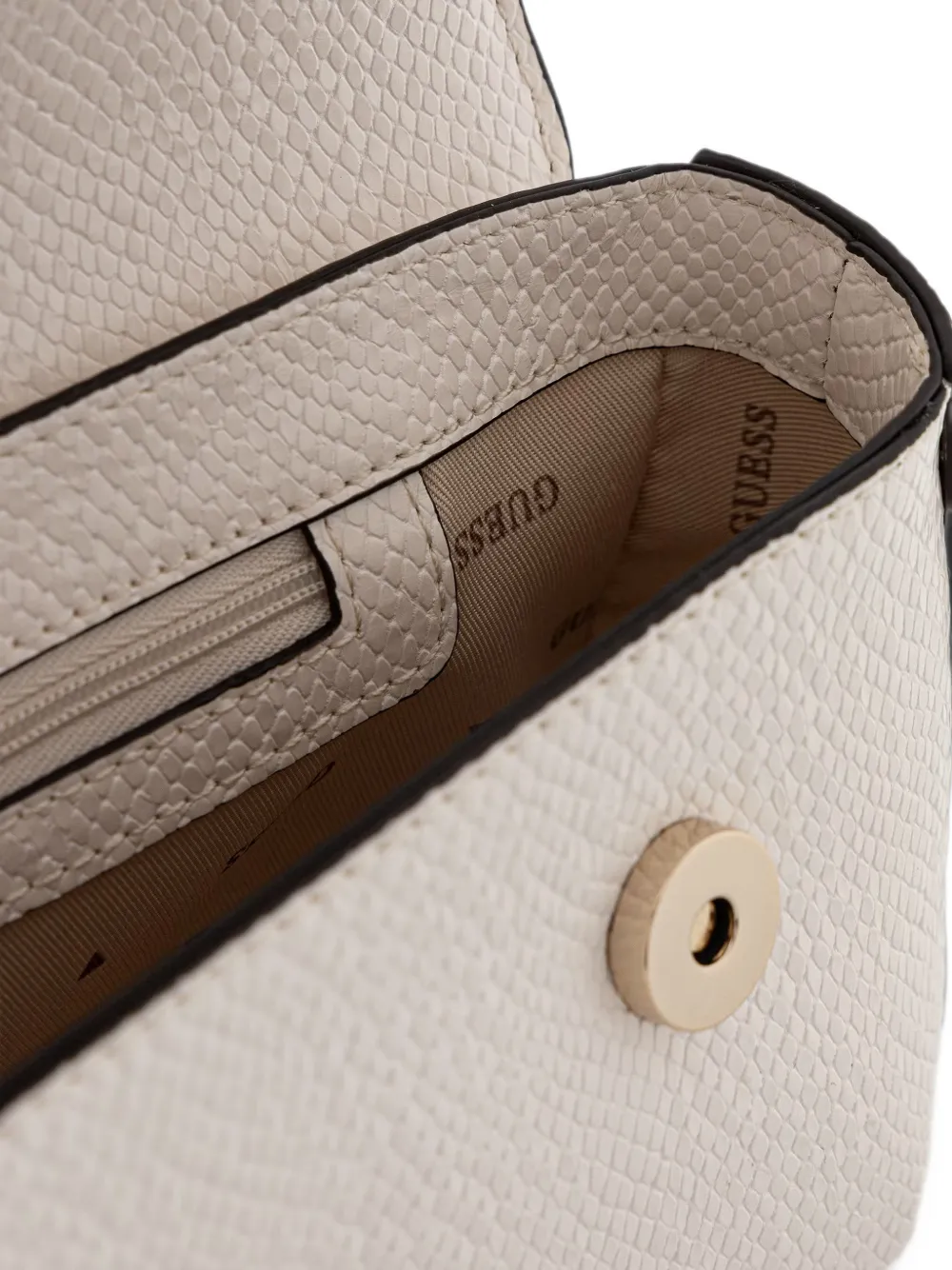 GUESS USA Schoudertas met slangen-effect en gespdetail Beige