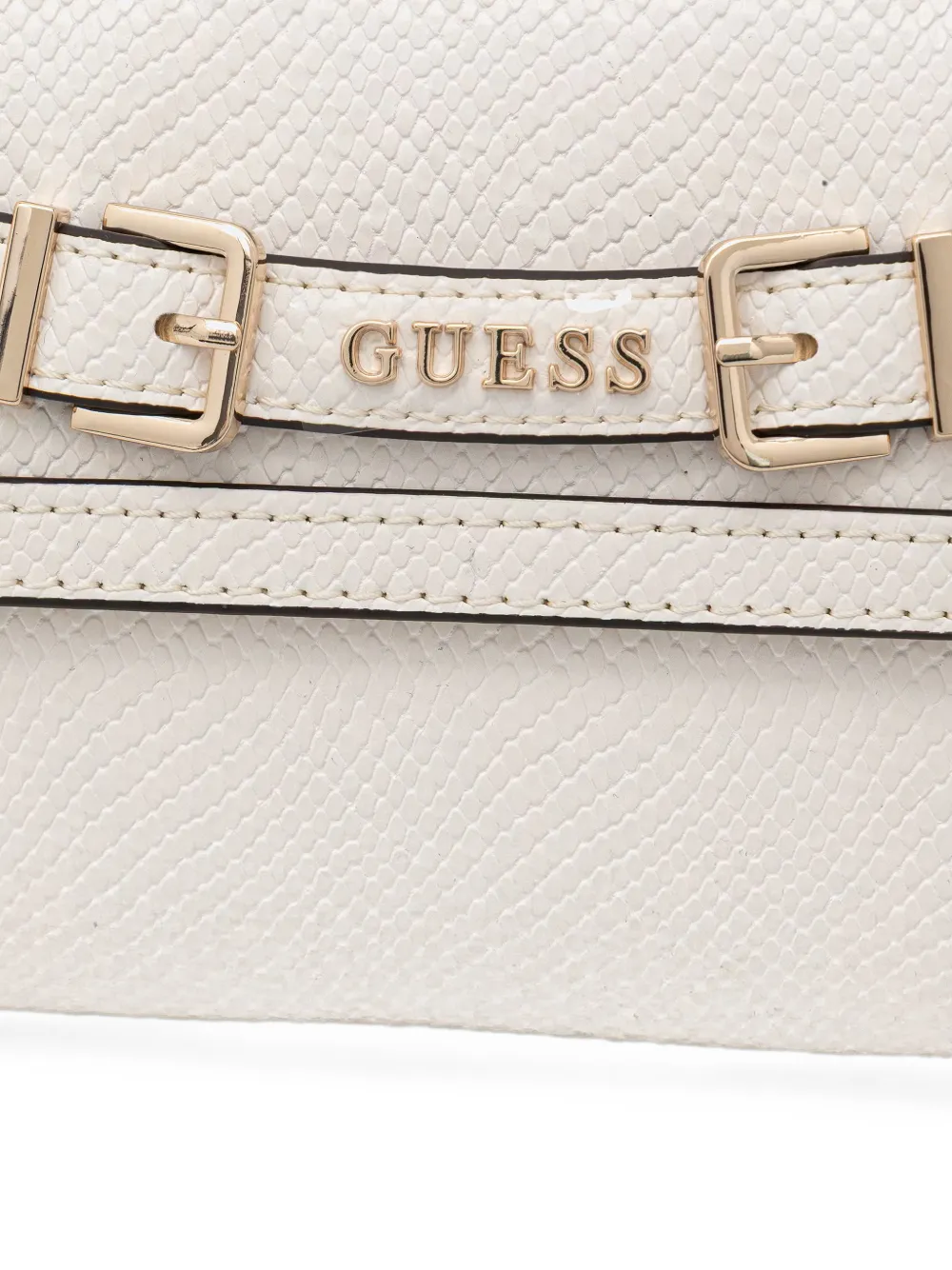 GUESS USA Schoudertas met slangen-effect en gespdetail Beige