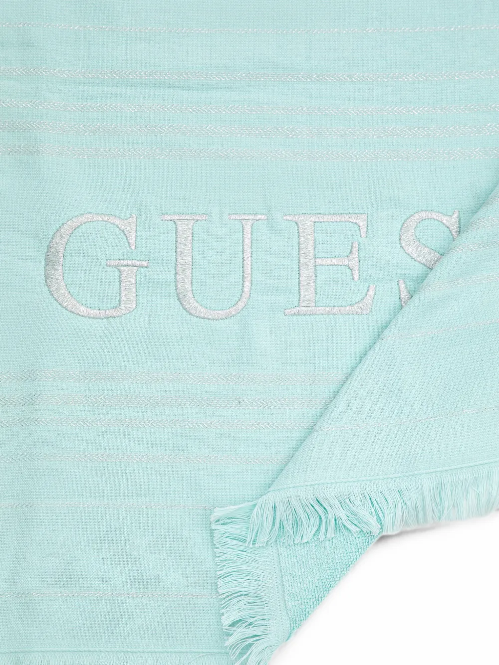 GUESS USA Strandlaken met geborduurd logo en franje Blauw