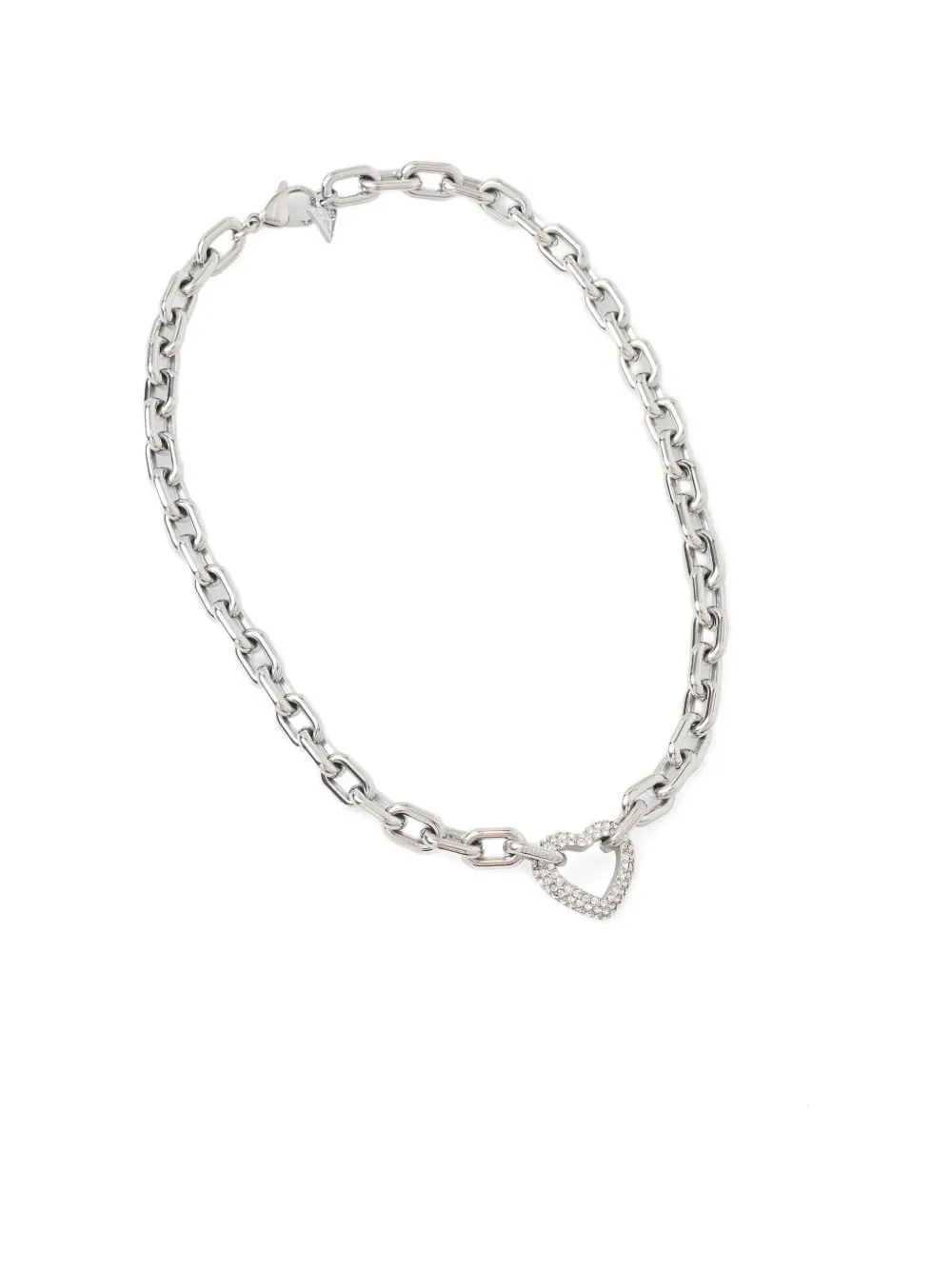 GUESS USA Beloved crystal-embellished heart-pendant necklace - Argento
