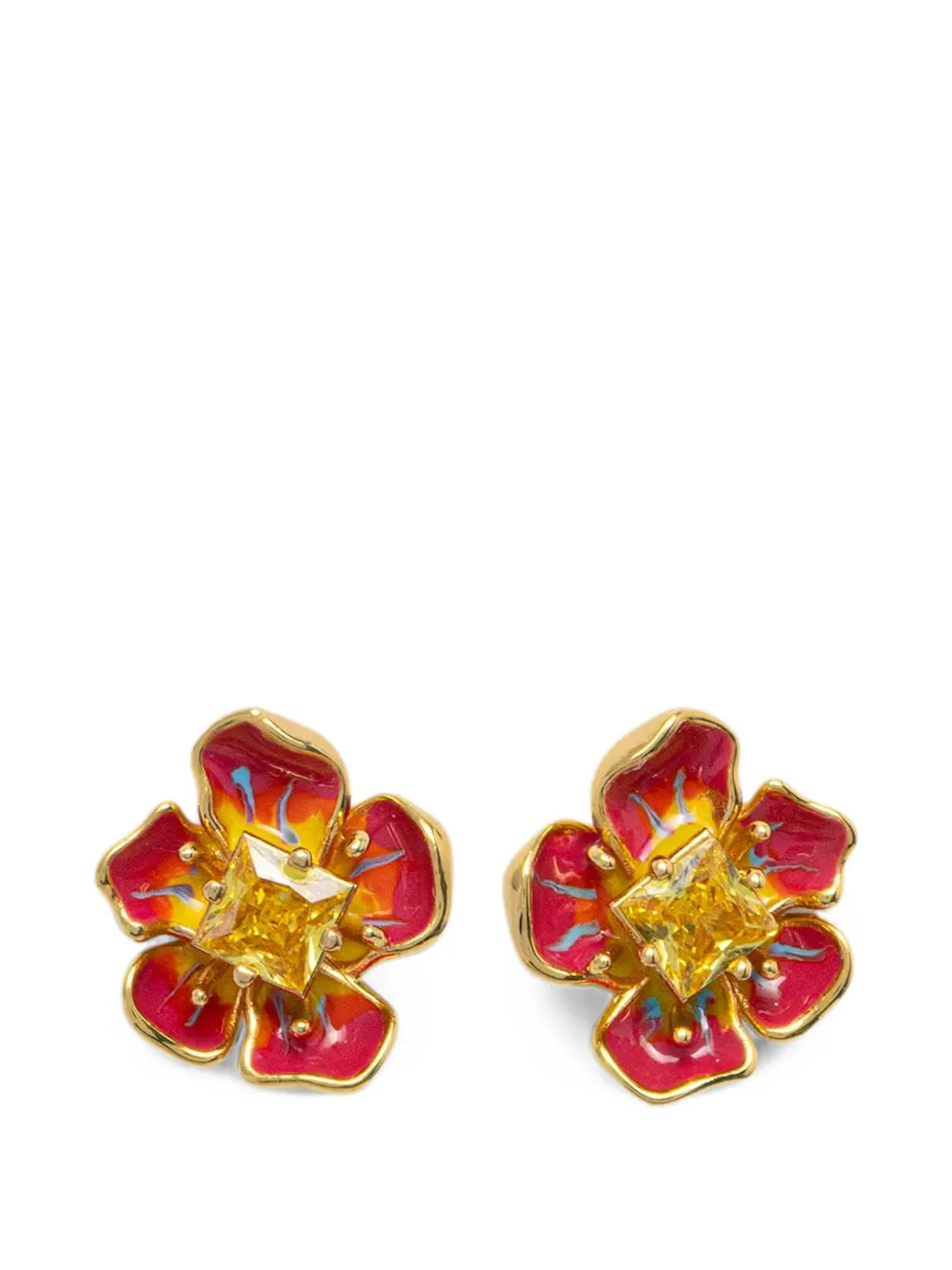 GUESS USA Floris crystal-embellished floral earrings - Oro