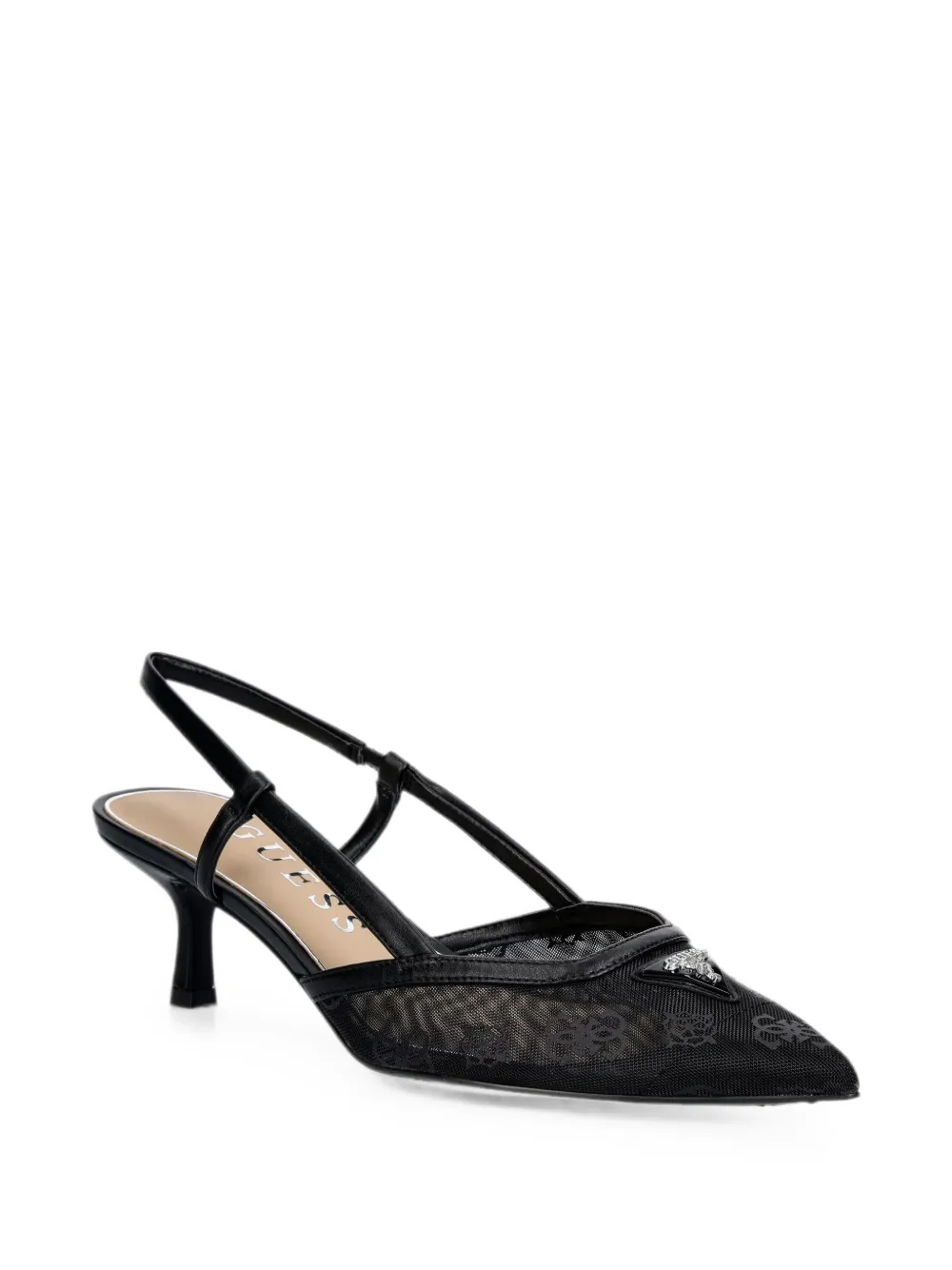 GUESS USA Yanno monogram-print logo-plaque pumps Zwart