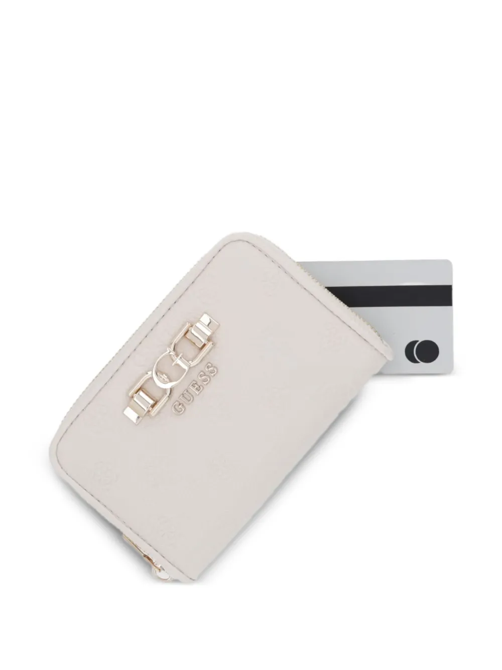 GUESS USA Anise portemonnee met logo-reliëf en rits Beige