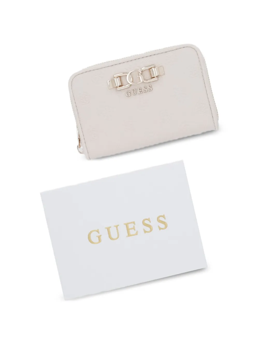 GUESS USA Anise portemonnee met logo-reliëf en rits Beige