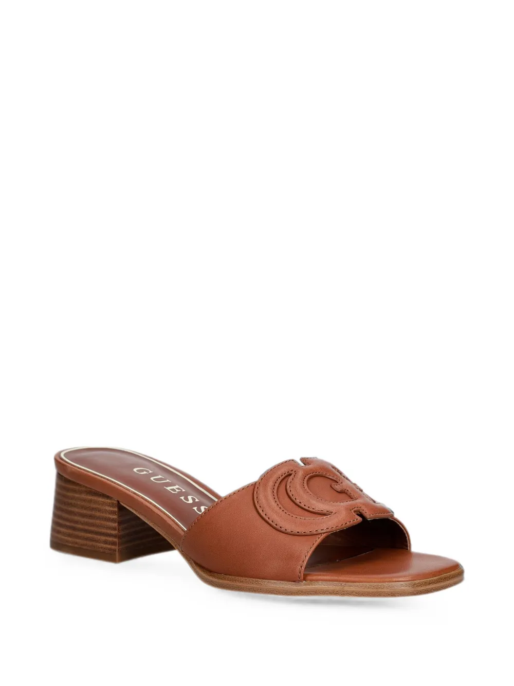 GUESS USA Cerinna sandalen met blokhak en logo-patch Bruin