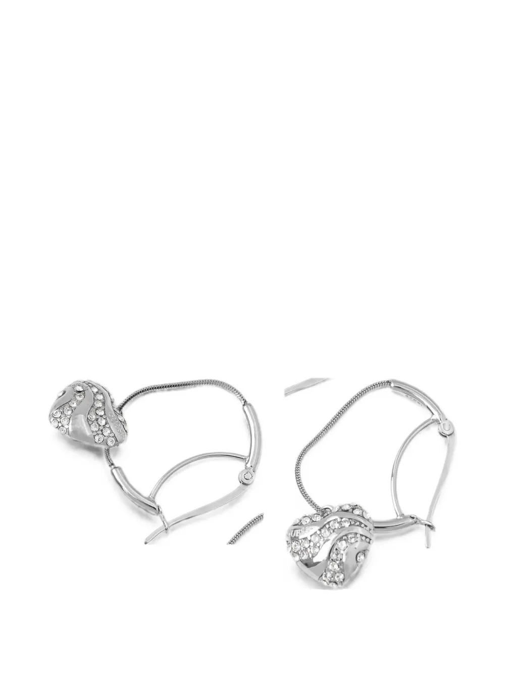 GUESS USA crystal-embellished heart earrings - Argento