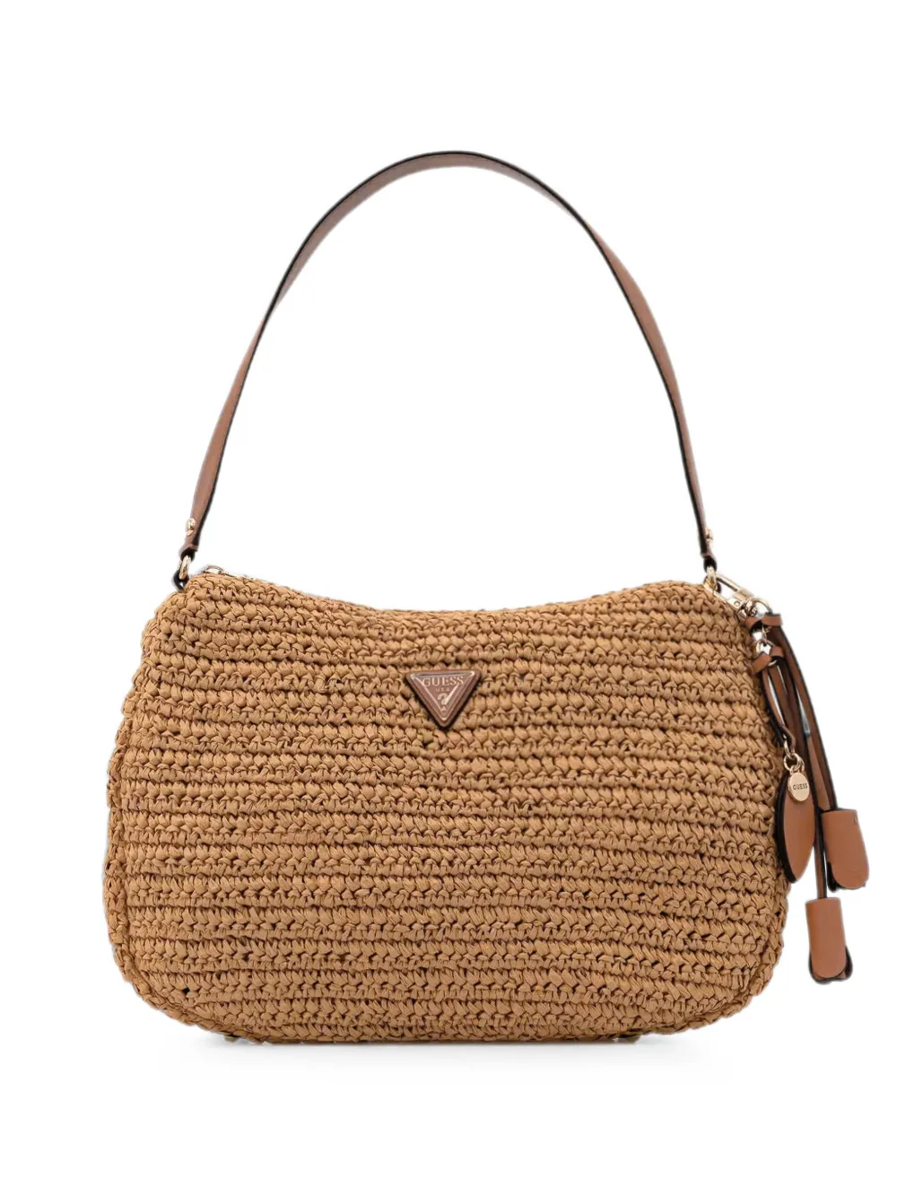 GUESS USA Gewebte Ofelia Schultertasche mit Logo-Schild - Nude