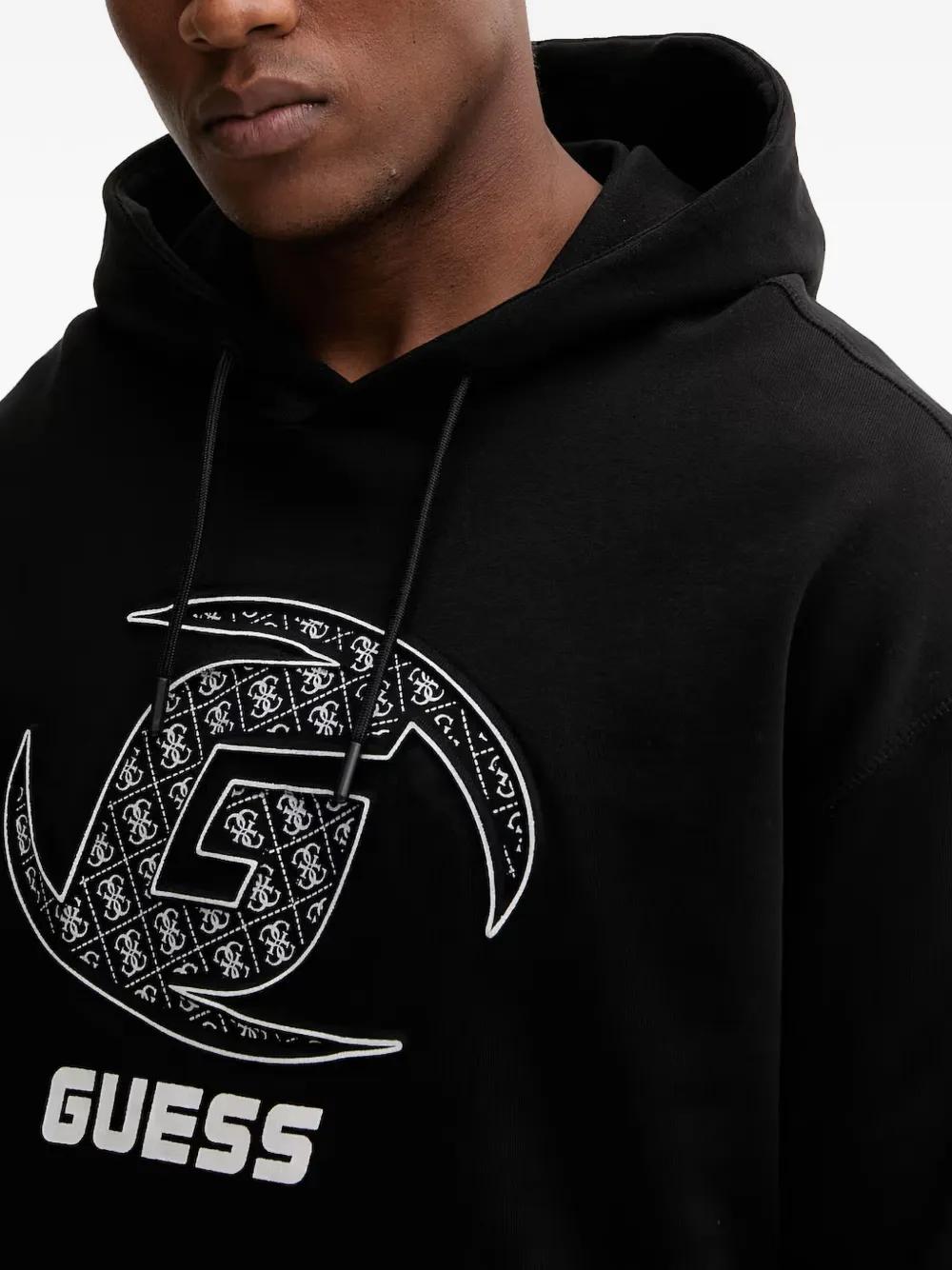 GUESS USA logo-print Drawstring Hoodie | ブラック | FARFETCH JP