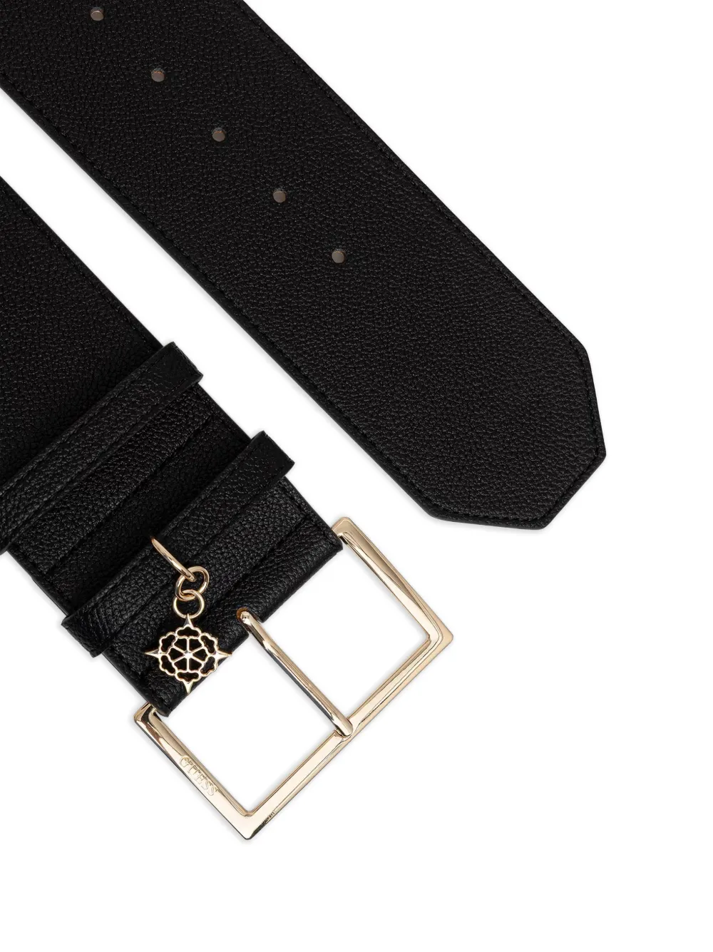 GUESS USA Danya riem met bedel en kiezeleffect Zwart