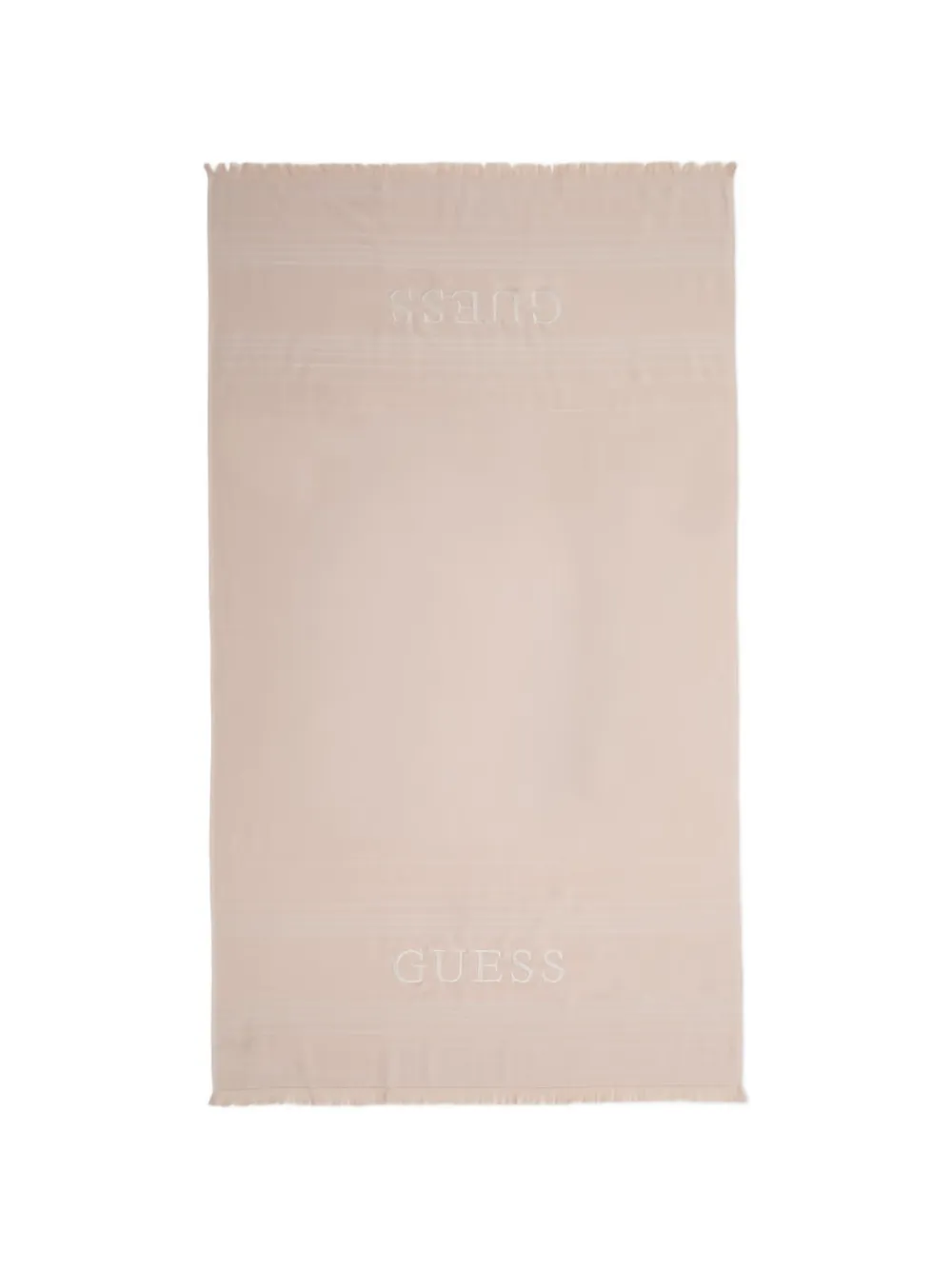 GUESS USA Strandlaken met geborduurd logo en franje Beige